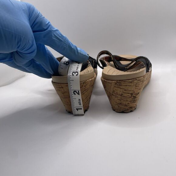 Crocs A Leigh Wedge Cork Sandal Women's Size 7 Plaid Preppy Beach Summer - Picture 5 of 8